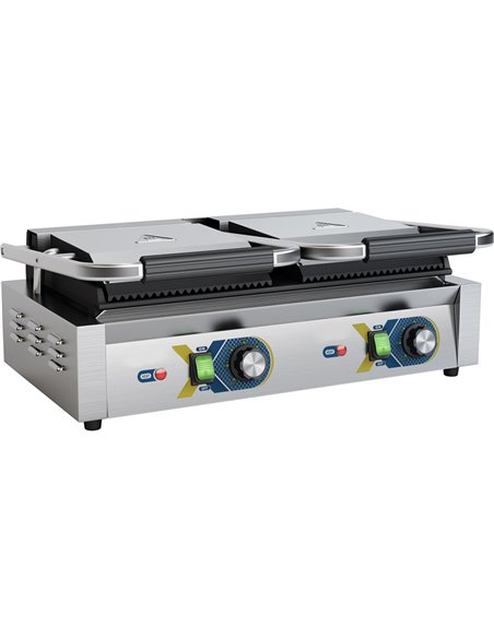 Heavy Duty Panini Contact grill Double Ribbed/Smooth | Stalwart DA-EGD20B