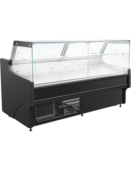 Serve over Deli counter Black front Straight glass front Width 1330mm | Stalwart DA-KSCP1309SG