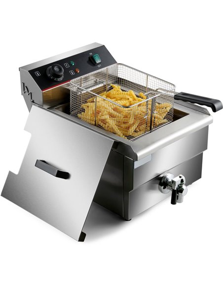 Commercial Fryer Single Electric 10 litre 3kW Countertop Drainage tap | Stalwart DA-HEF101V
