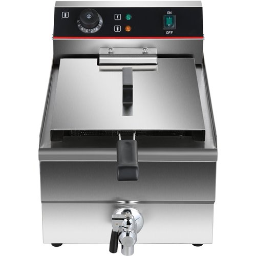 Commercial Fryer Single Electric 10 litre 3kW Countertop Drainage tap | Stalwart DA-HEF101V