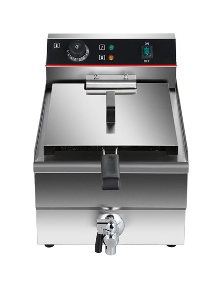 Commercial Fryer Single Electric 10 litre 3kW Countertop Drainage tap | Stalwart DA-HEF101V