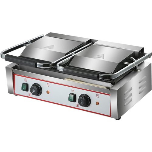 Heavy Duty Twin Panini Contact grill Ribbed 3.6kW Dual Zone | Stalwart DA-HEG813