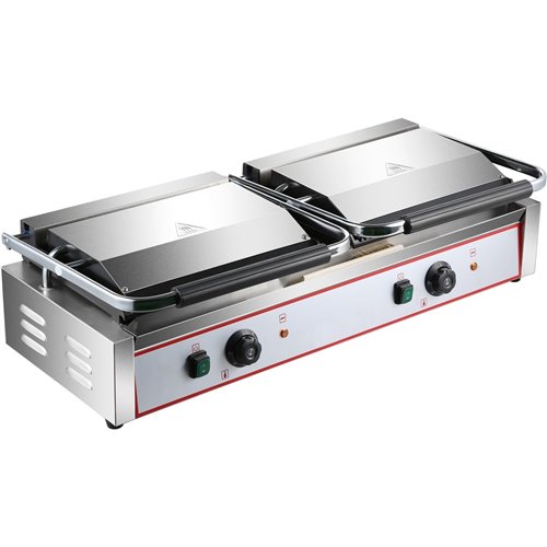 Heavy Duty Twin XL Panini Contact grill Ribbed 4.4kW Dual Zone | Stalwart DA-HEG813E