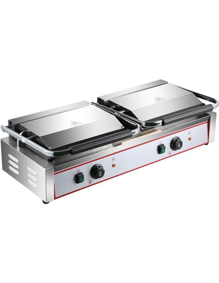 Heavy Duty Twin XL Panini Contact grill Ribbed 4.4kW Dual Zone | Stalwart DA-HEG813E