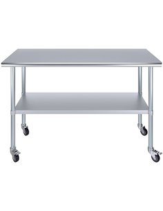 Commercial Mobile Stainless Steel Work Table Bottom shelf 1200x700x900mm | Stalwart DA-WT70120GMOBILE