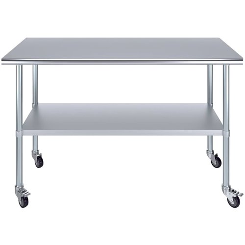 Commercial Mobile Stainless Steel Work Table Bottom shelf 1200x700x900mm | Stalwart DA-WT70120GMOBILE