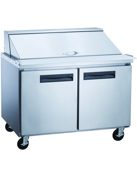 2 Door Mega Top Refrigerated Sandwich Prep Table 24xGN1/6 | Stalwart DA-DSP6024MS2
