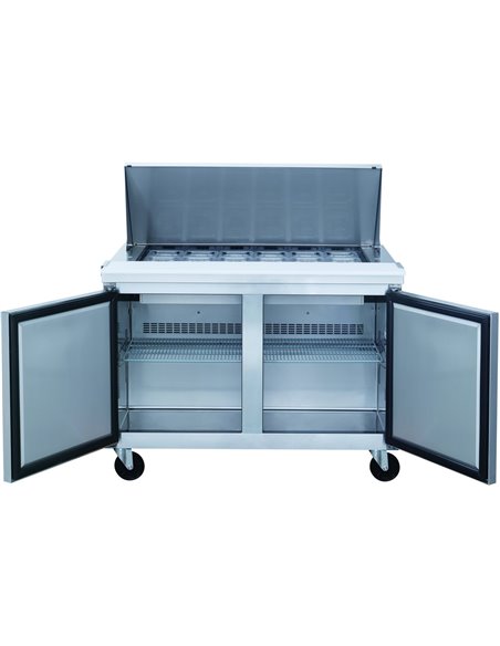 2 Door Mega Top Refrigerated Sandwich Prep Table 24xGN1/6 | Stalwart DA-DSP6024MS2