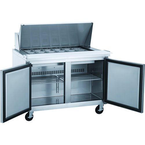 2 Door Mega Top Refrigerated Sandwich Prep Table 24xGN1/6 | Stalwart DA-DSP6024MS2