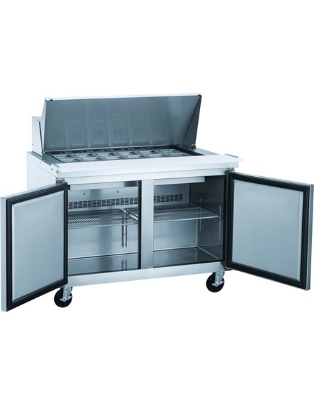 2 Door Mega Top Refrigerated Sandwich Prep Table 24xGN1/6 | Stalwart DA-DSP6024MS2