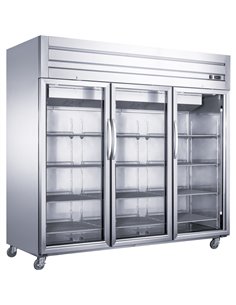 1800lt Commercial Upright Refrigerator Triple Glass Door Stainless Steel | Stalwart DA-D83ARGS3