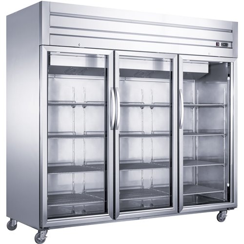 1800lt Commercial Upright Refrigerator Triple Glass Door Stainless Steel | Stalwart DA-D83ARGS3