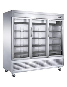1800lt Commercial Upright Refrigerator Triple Glass Door Stainless Steel | Stalwart DA-D83RGS3