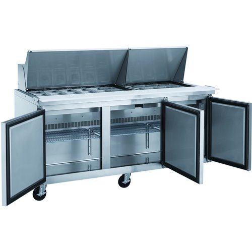 3 Door Mega Top Refrigerated Sandwich Prep Table 30xGN1/6 | Stalwart DA-DSP7230MS3