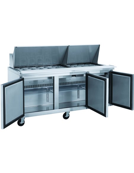 3 Door Mega Top Refrigerated Sandwich Prep Table 30xGN1/6 | Stalwart DA-DSP7230MS3