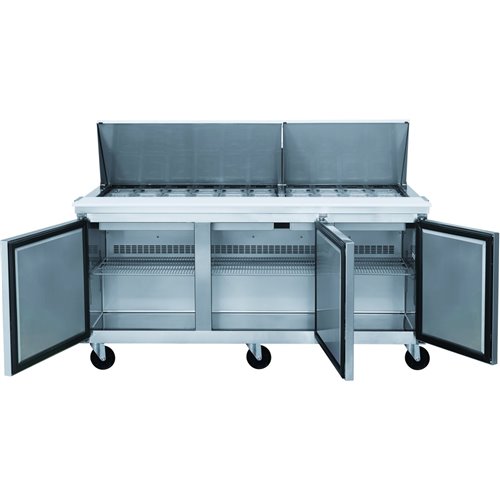 3 Door Mega Top Refrigerated Sandwich Prep Table 30xGN1/6 | Stalwart DA-DSP7230MS3