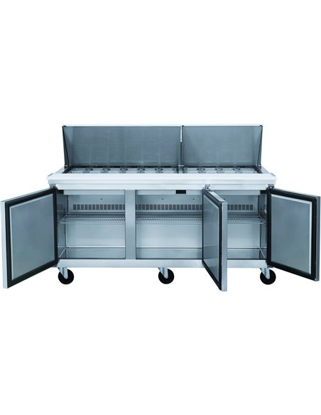 3 Door Mega Top Refrigerated Sandwich Prep Table 30xGN1/6 | Stalwart DA-DSP7230MS3