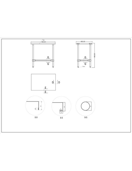 Commercial Stainless Steel Work Table No Bottom shelf 900x600x900mm | Stalwart DA-WT6090GNU