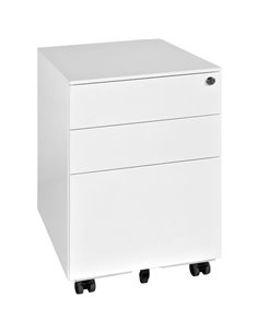 Professional White Mobile Pedestal with 3 Lockable Drawers 390x520x600mm | Stalwart DA-MP3WHITE