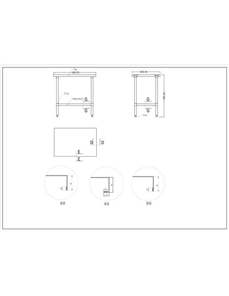 Commercial Stainless Steel Work Table Bottom shelf 900x600x900mm | Stalwart DA-WT6090G