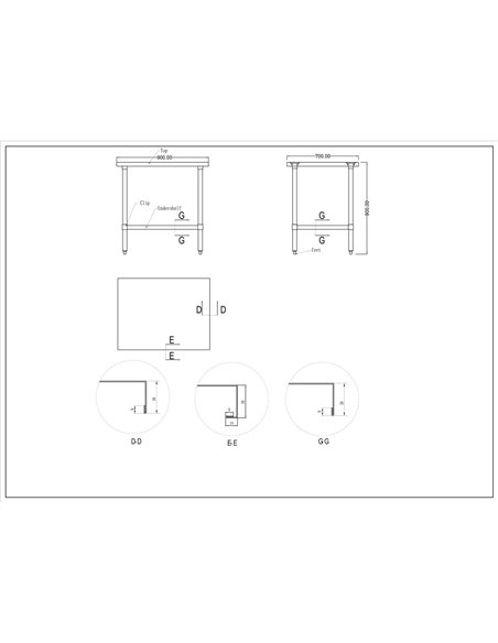 Commercial Stainless Steel Work Table Bottom shelf 900x700x900mm | Stalwart DA-WT7090G
