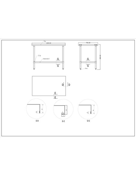 Commercial Stainless Steel Work Table Bottom shelf 1200x700x900mm | Stalwart DA-WT70120G
