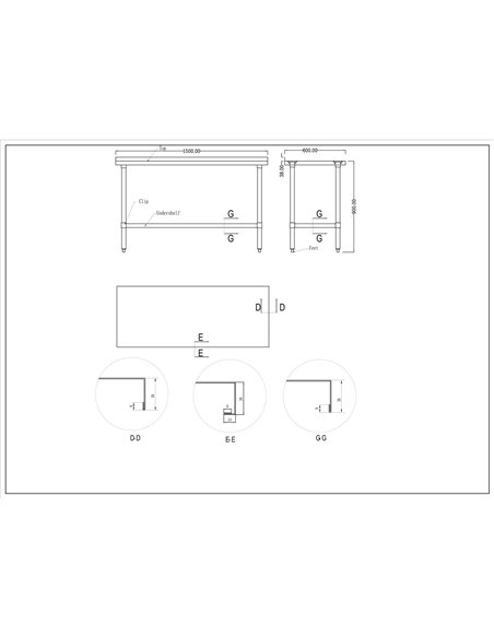 Commercial Stainless Steel Work Table Bottom shelf Upstand 1500x600x900mm | Stalwart DA-WT60150GB