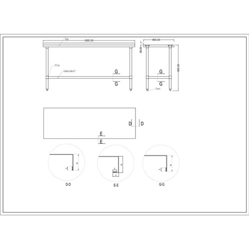 Commercial Stainless Steel Work Table Upstand 1800x600x900mm | Stalwart DA-WT60180GB