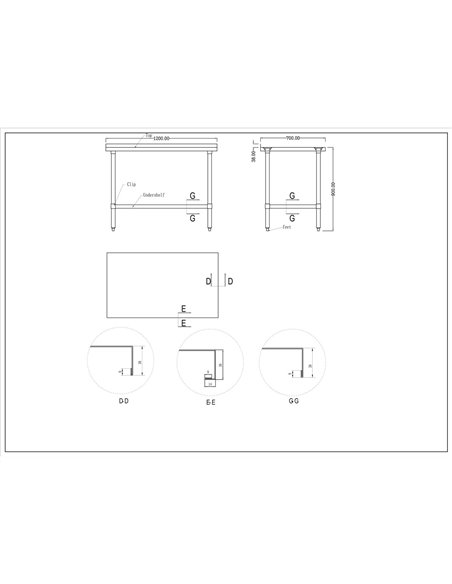 Commercial Stainless Steel Work Table Bottom shelf Upstand 1200x700x900mm | Stalwart DA-WT70120GB