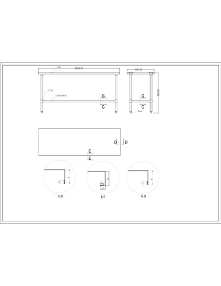 Commercial Stainless Steel Work Table Bottom shelf 1800x600x900mm | Stalwart DA-WT60180G