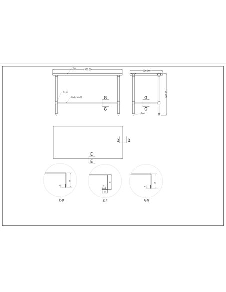 Commercial Stainless Steel Work Table Bottom shelf 1500x700x900mm | Stalwart DA-WT70150G