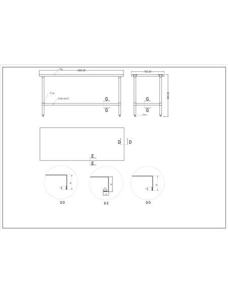 Commercial Stainless Steel Work Table Bottom shelf 1800x700x900mm | Stalwart DA-WT70180G