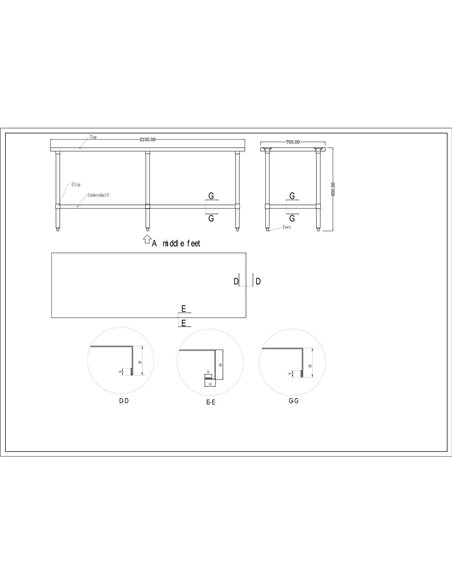Commercial Stainless Steel Work Table Bottom shelf 2100x700x900mm | Stalwart DA-WT70210G