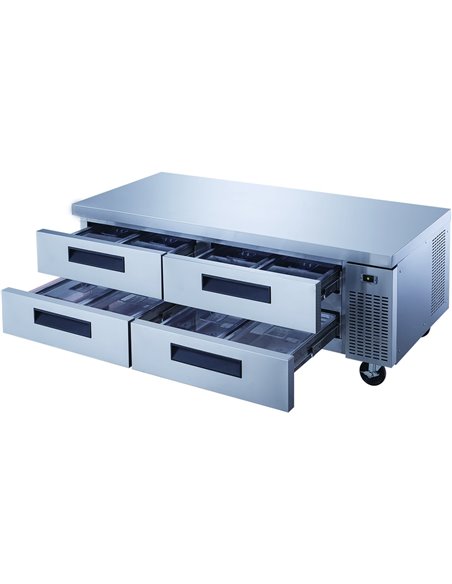 Professional Low Refrigerated Counter / Chef Base 4 drawers 1839x820x635mm | Stalwart DA-DCB72