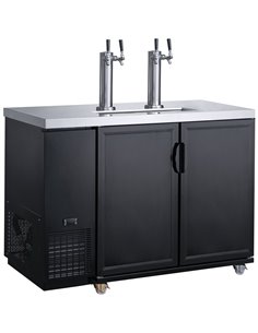 Direct Draw Beer Dispenser - Twin Door Keg Cooler with Double Beer Taps Black | Stalwart DA-DKB60M2