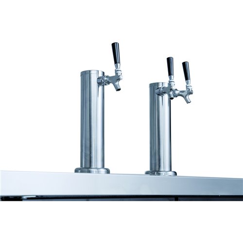 Direct Draw Beer Dispenser - Twin Door Keg Cooler with Double Beer Taps Black | Stalwart DA-DKB60M2