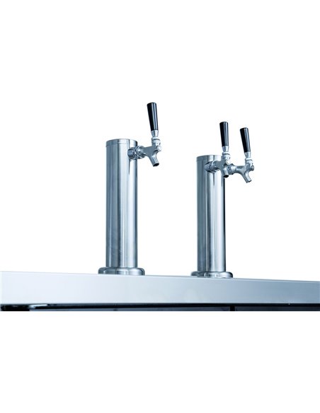 Direct Draw Beer Dispenser - Twin Door Keg Cooler with Double Beer Taps Black | Stalwart DA-DKB60M2