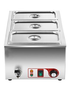 Commercial Bain Marie with Drain Tap 3xGN1/3 Including 3 containers with lid | Stalwart DA-HB3 2