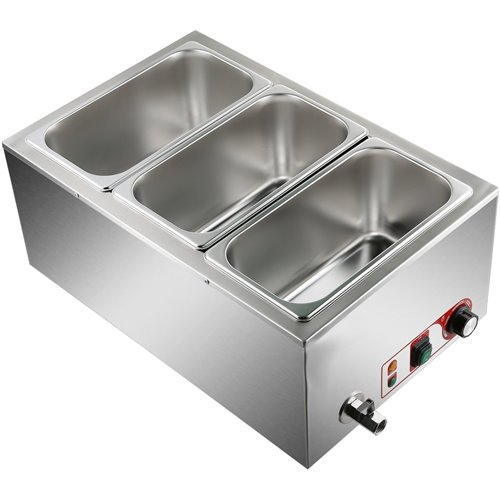 Commercial Bain Marie with Drain Tap 3xGN1/3 Including 3 containers with lid | Stalwart DA-HB3
