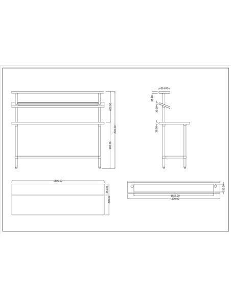 Stainless Steel Prep table 14 x GN1/9 &amp Top shelf  &amp Undershelf | Stalwart DA-WTG60180