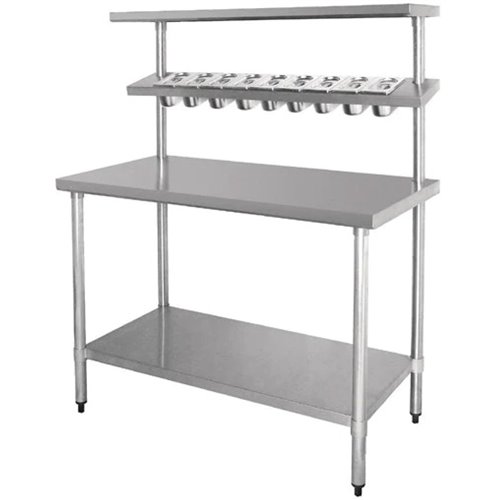 Stainless Steel Prep table 11 x GN1/9 &amp Top shelf  &amp Undershelf | Stalwart DA-WTG60150