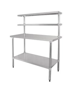 Stainless Steel Prep table 1500mm Width 2 x Top Shelf &amp 1 x Undershelf | Stalwart DA-WTS60150