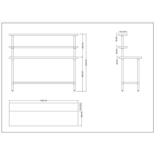Stainless Steel Prep table 1800mm Width 2 x Top Shelf &amp 1 x Undershelf | Stalwart DA-WTS60180
