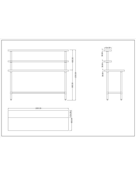 Stainless Steel Prep table 1800mm Width 2 x Top Shelf &amp 1 x Undershelf | Stalwart DA-WTS60180