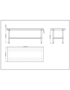 Commercial Equipment Stand / Low Height Table Stainless Steel Bottom shelf 3 Side Upstand 1500x600x600mm | Stalwart DA-EES2460 2