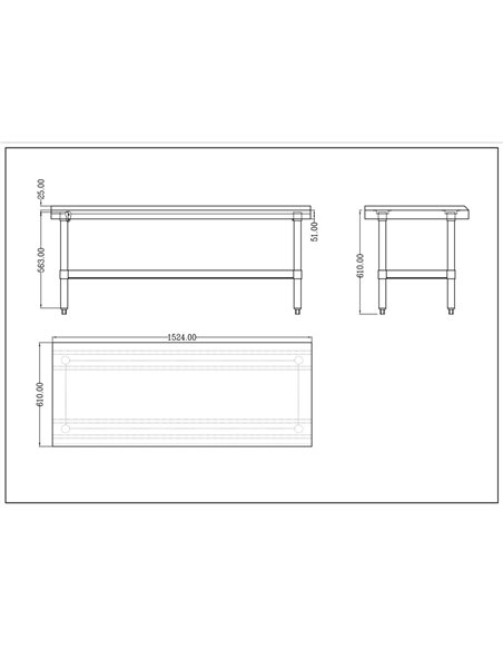 Commercial Equipment Stand / Low Height Table Stainless Steel Bottom shelf 3 Side Upstand 1500x600x600mm | Stalwart DA-EES2460
