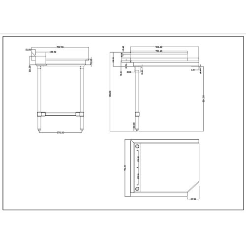 Commercial Stainless steel Pass Through Dishwasher Table Left 914mm Width | Stalwart DA-DCOT3036LEFT
