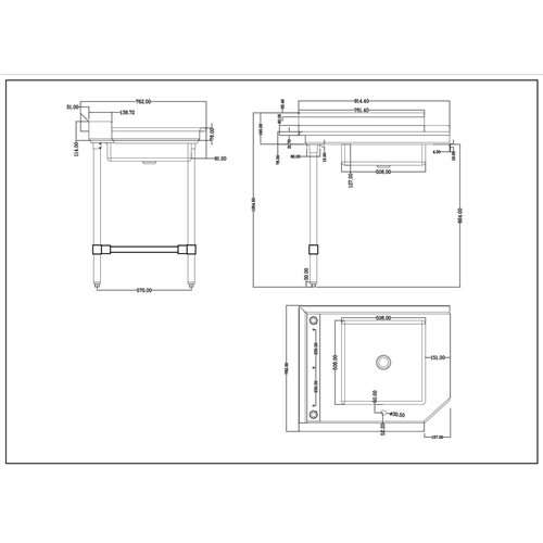 Commercial Stainless steel Pass Through Dishwasher Table with Sink Left 914mm Width | Stalwart DA-DC1T3036LEFTSINK