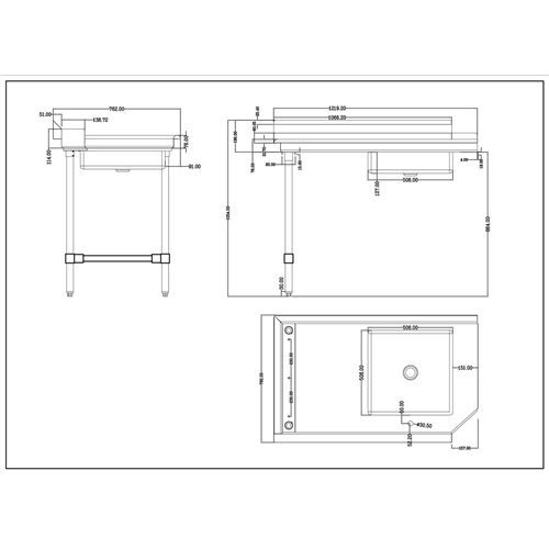 Commercial Stainless steel Pass Through Dishwasher Table with Sink Left 1219mm Width | Stalwart DA-DC1T3048LEFTSINK