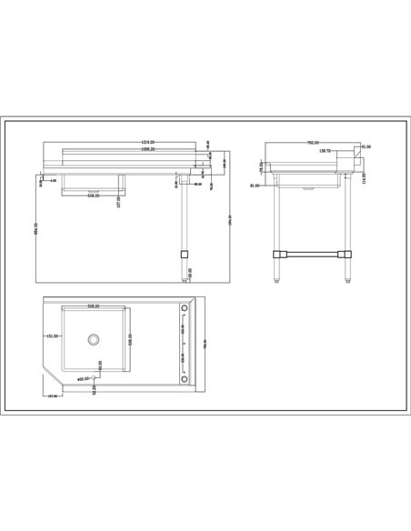 Commercial Stainless steel Pass Through Dishwasher Table with Sink Right 1219mm Width | Stalwart DA-DC1T3048RIGHTSINK